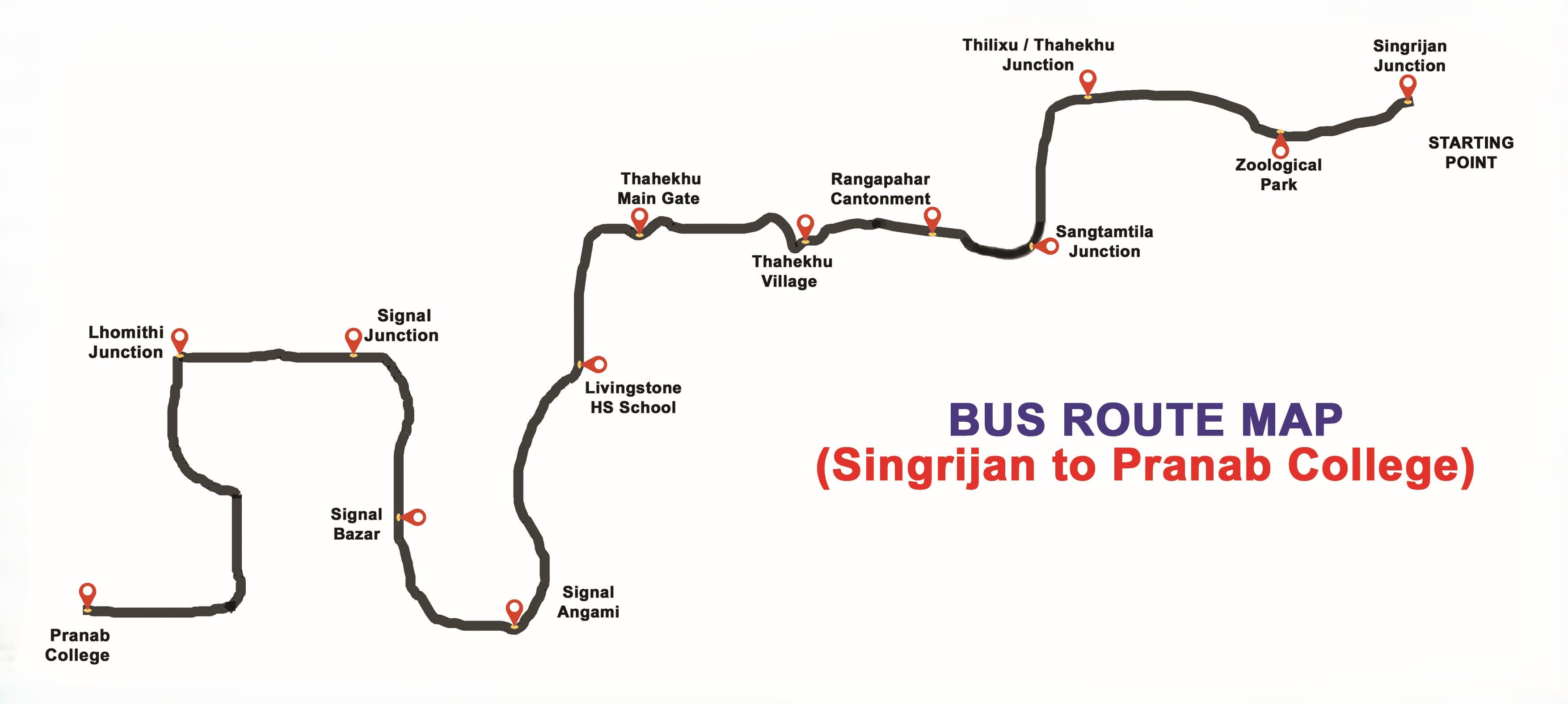 Bus Route Map — Singrijan to Pranab College