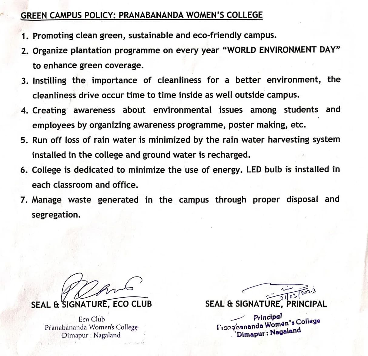 Green Campus Policy