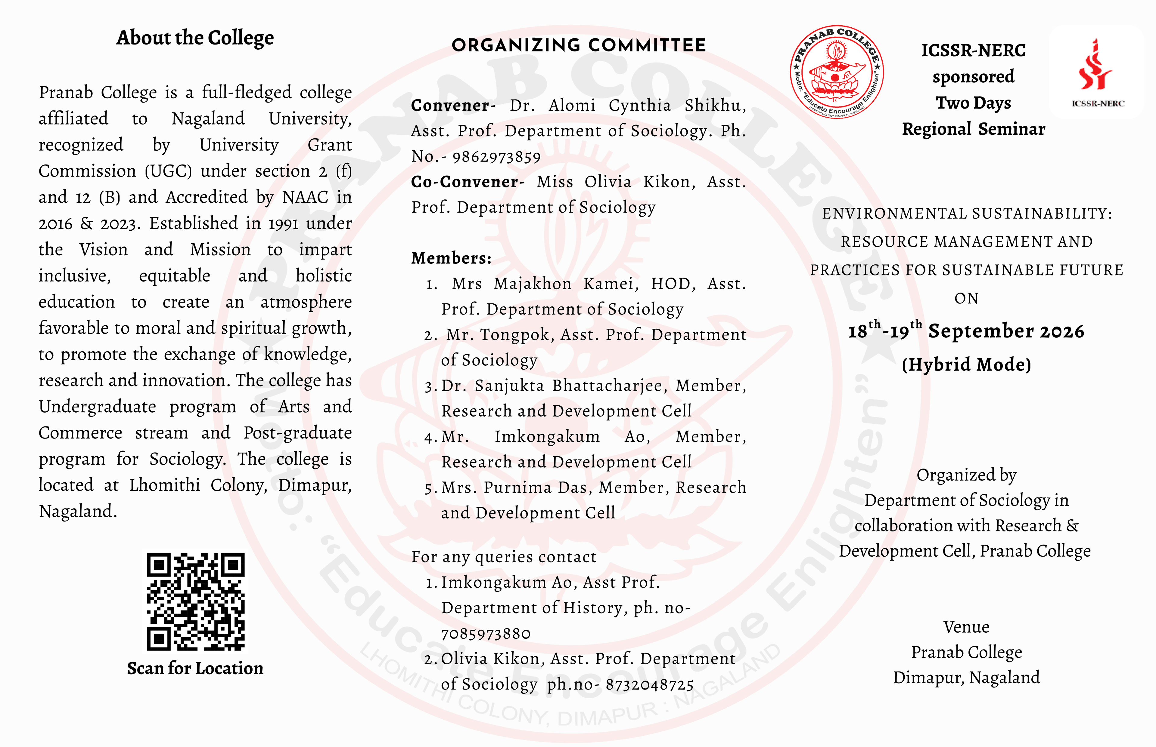 Calls for Paper submission for the Regional ICSSR-NERC Seminar on "Environmental Sustainability: Resource Management and Practices of a Sustainable Future"