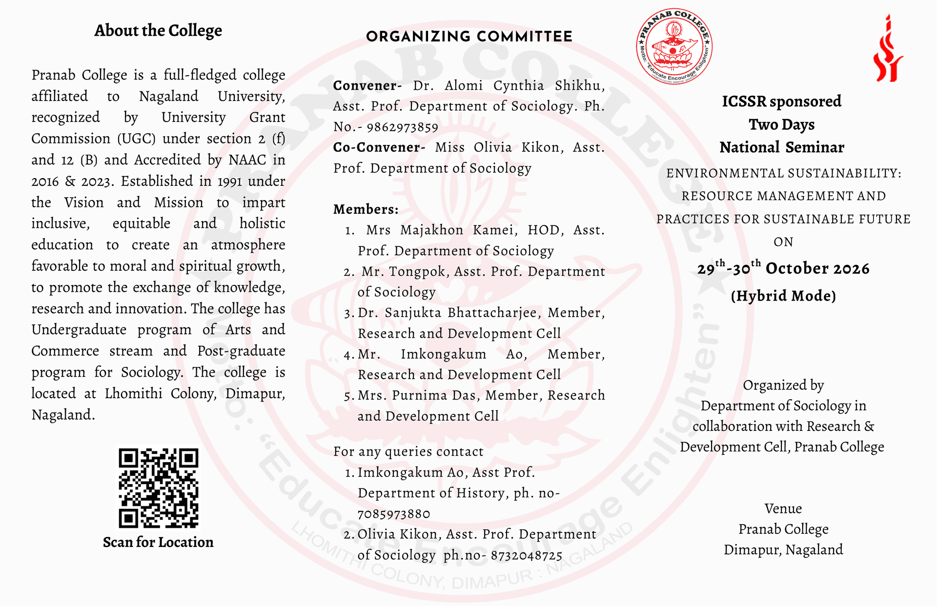 Calls for Paper submission for the Regional ICSSR-NERC Seminar on "Environmental Sustainability: Resource Management and Practices of a Sustainable Future"
