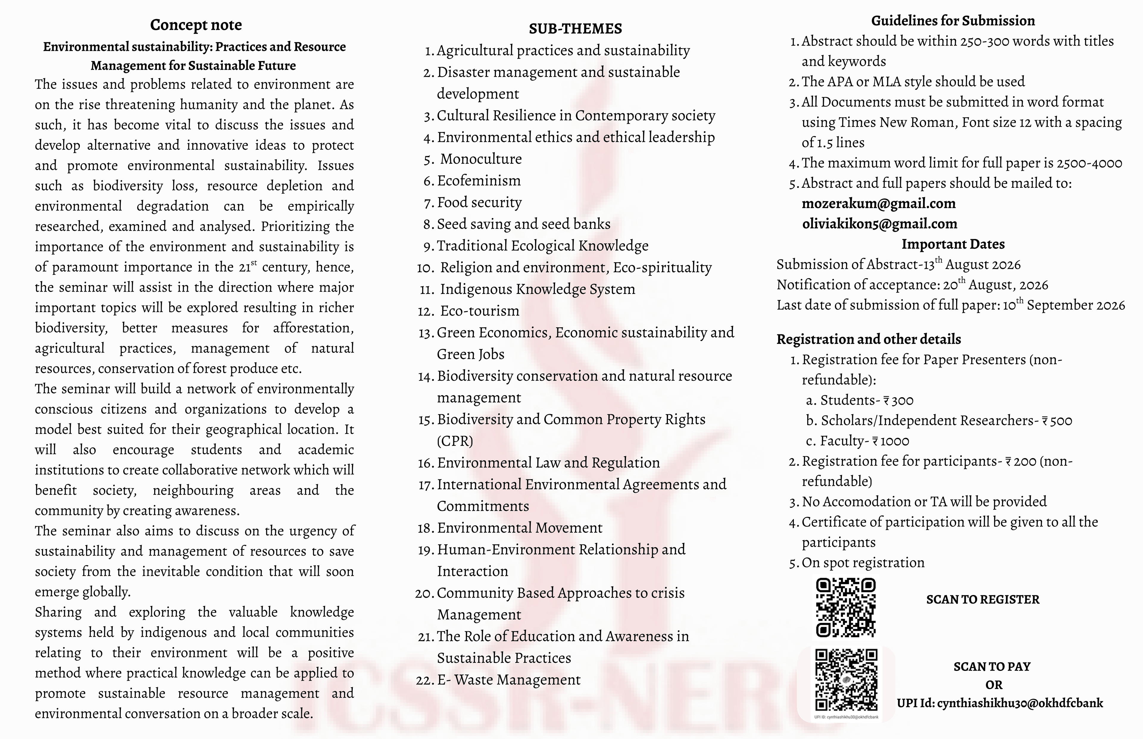 Brochure of ICSSR Seminar 2026