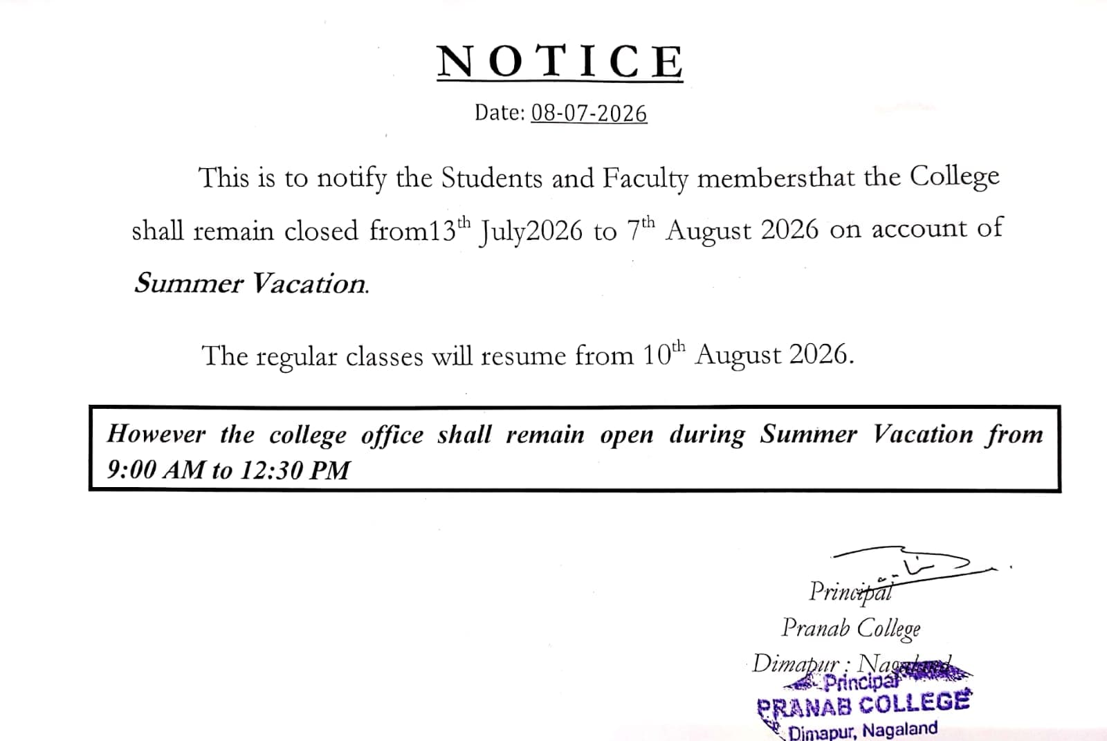 Summer Vacation 2026