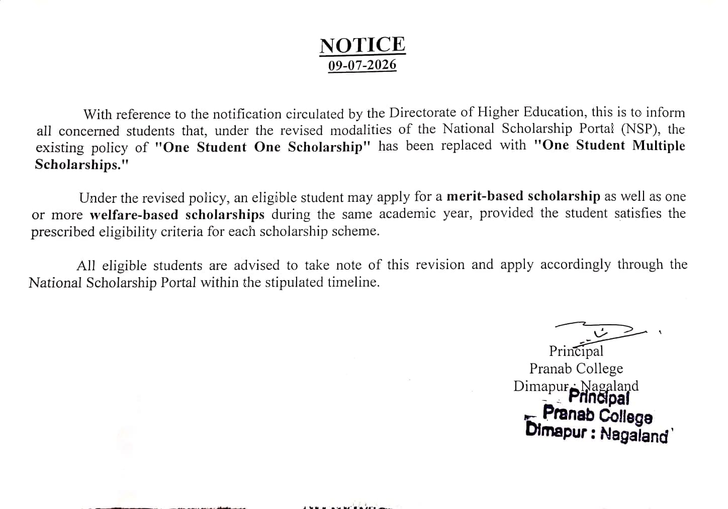 One Student One Scholarship to One Student Multiple Scholarship